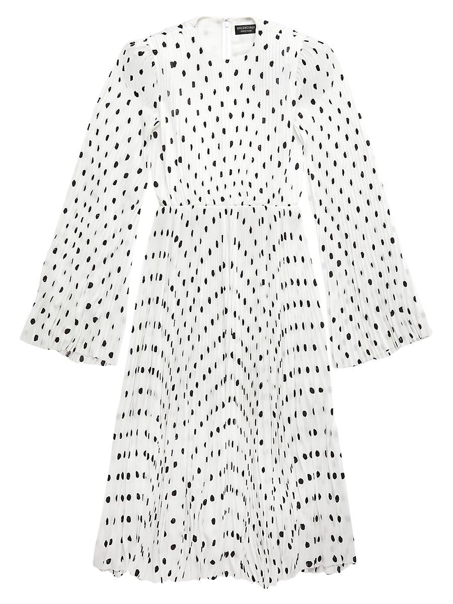 Womens Hand Drawn Polka Dot Pleated Dress Product Image