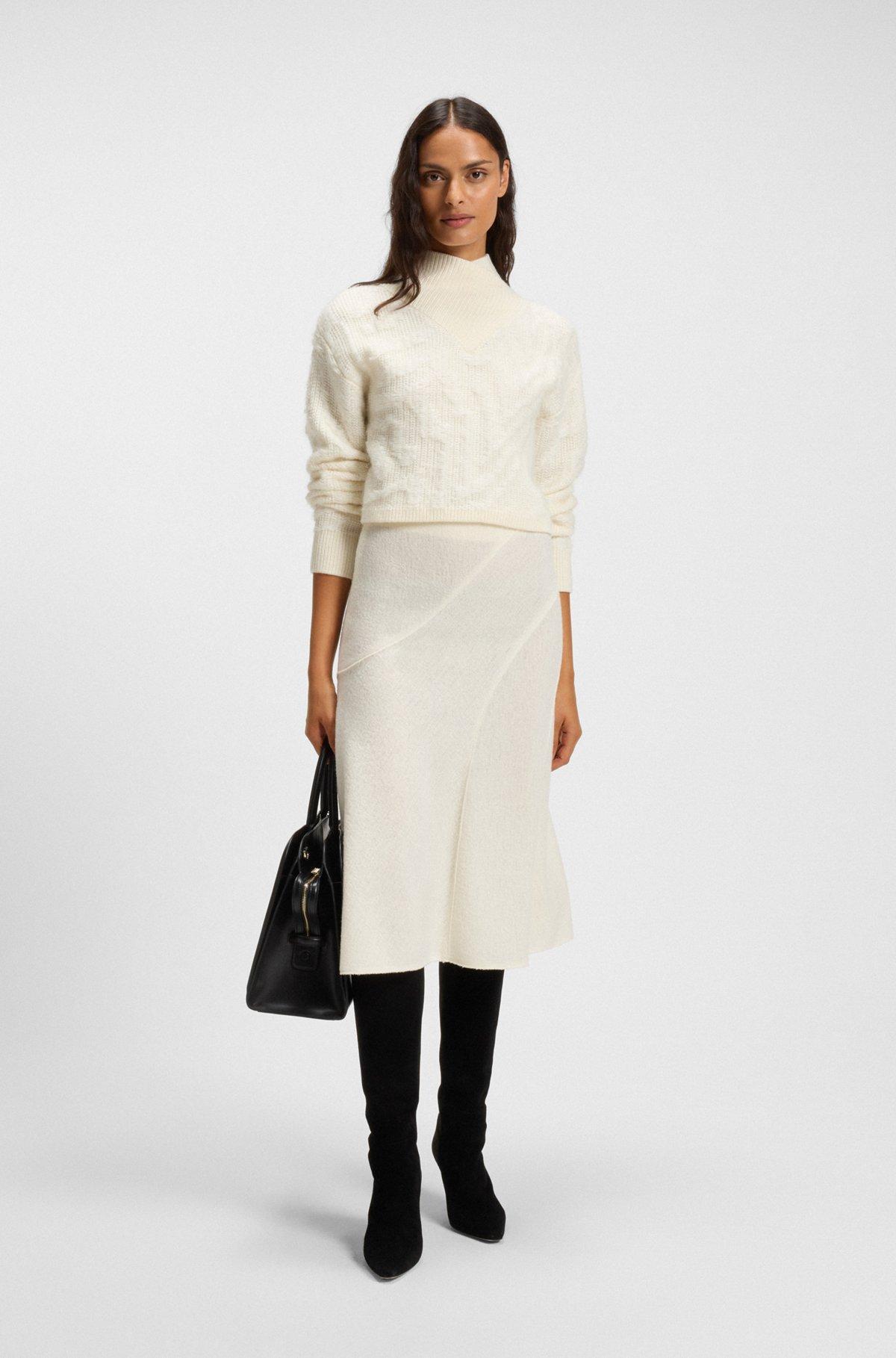 Cropped wool-blend sweater with layered neckline Product Image