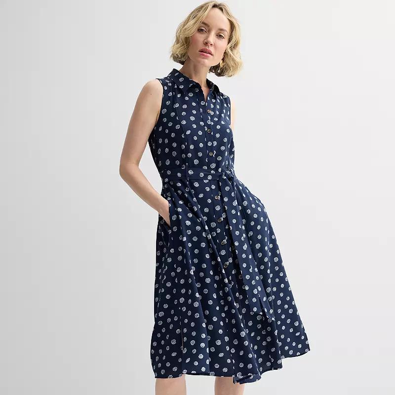 Women's Croft & Barrow® Y-Neck Shirtdress, Size: XXL, Black Tiny Geo Product Image