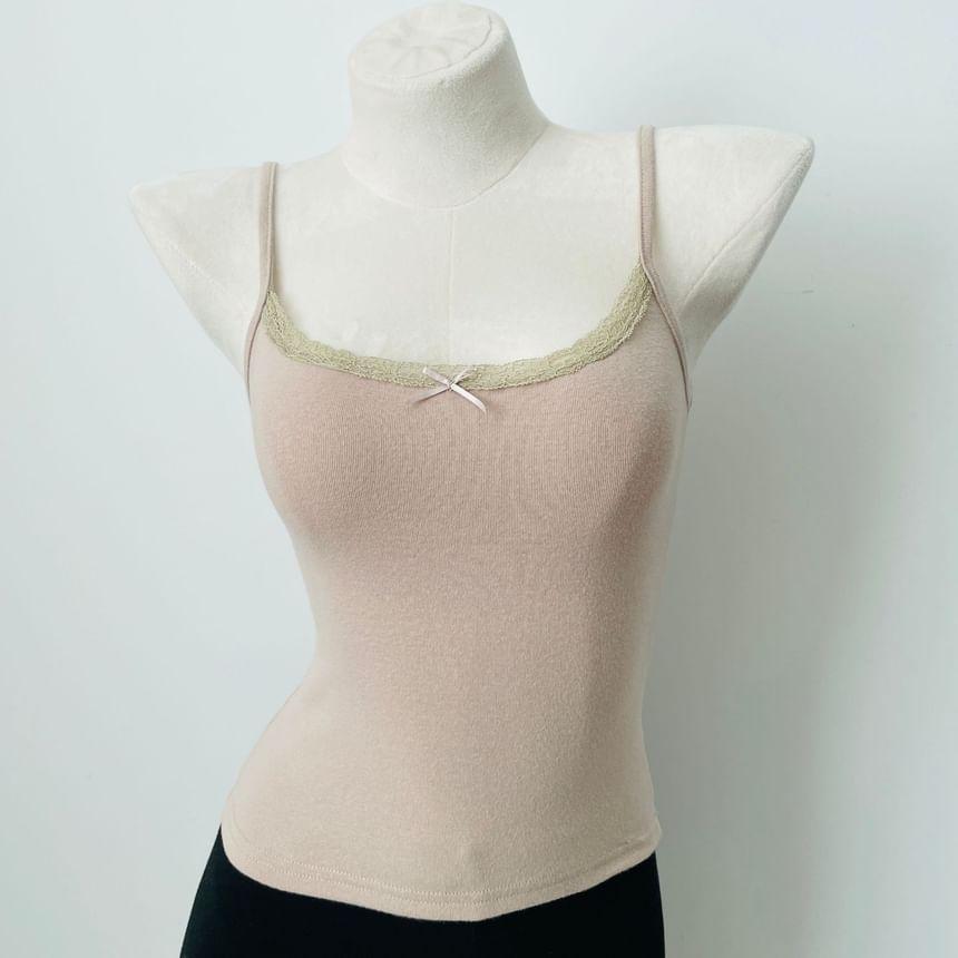 Plain Bow Lace Trim Cami Top Product Image