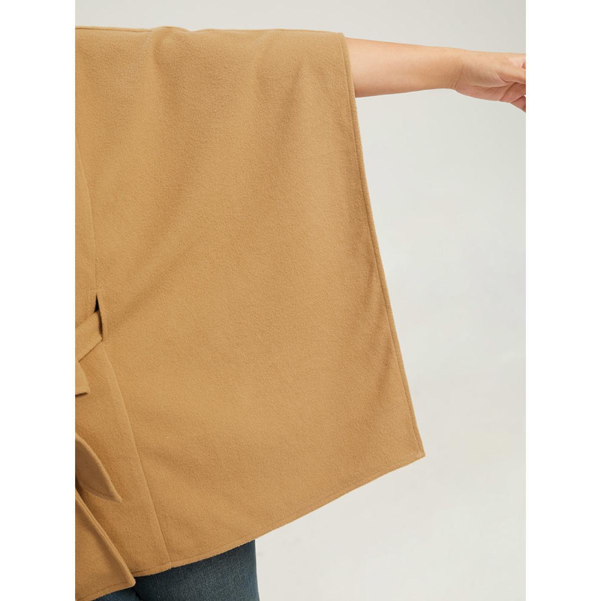 Plus Size Solid Hooded Belted Batwing Sleeve Jacket Women Chocolate Casual Plain Ladies Dailywear Winter Coats BloomChic 12/L Product Image