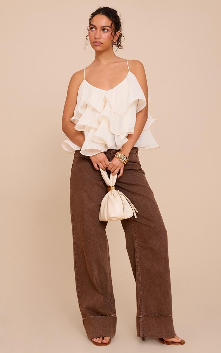 Cream Chiffon Layered Puffball Top Product Image