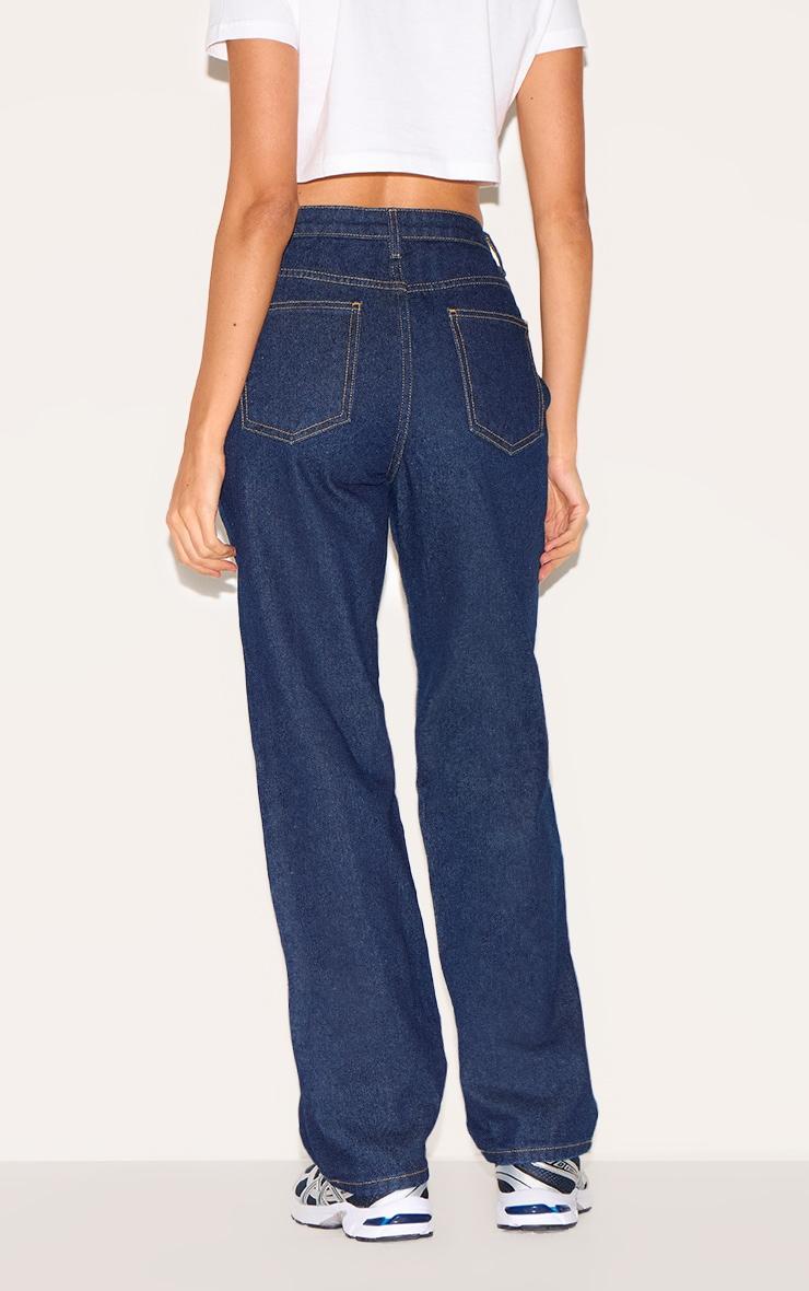 Indigo High Waist Straight Leg Jeans Product Image