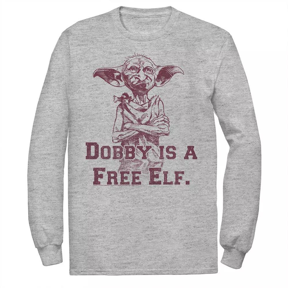 Men's Harry Potter Dobby Is A Free Elf Sketch Long Sleeve Graphic Tee, Size: XXL, Athletic Grey Product Image