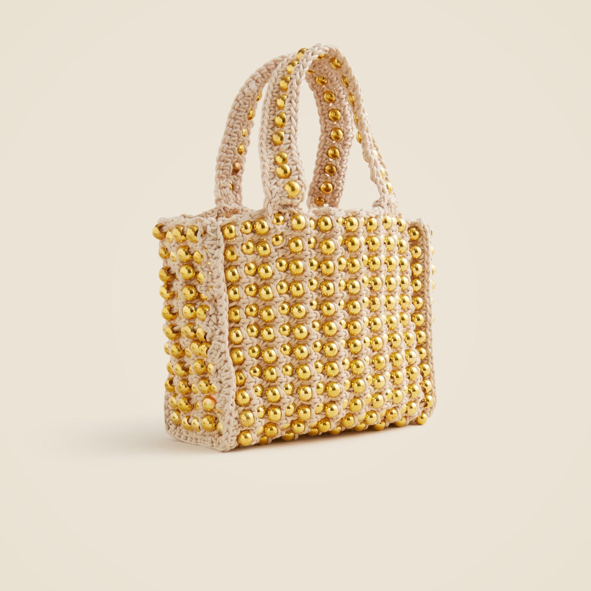 Small handknotted crochet bag with beads Product Image