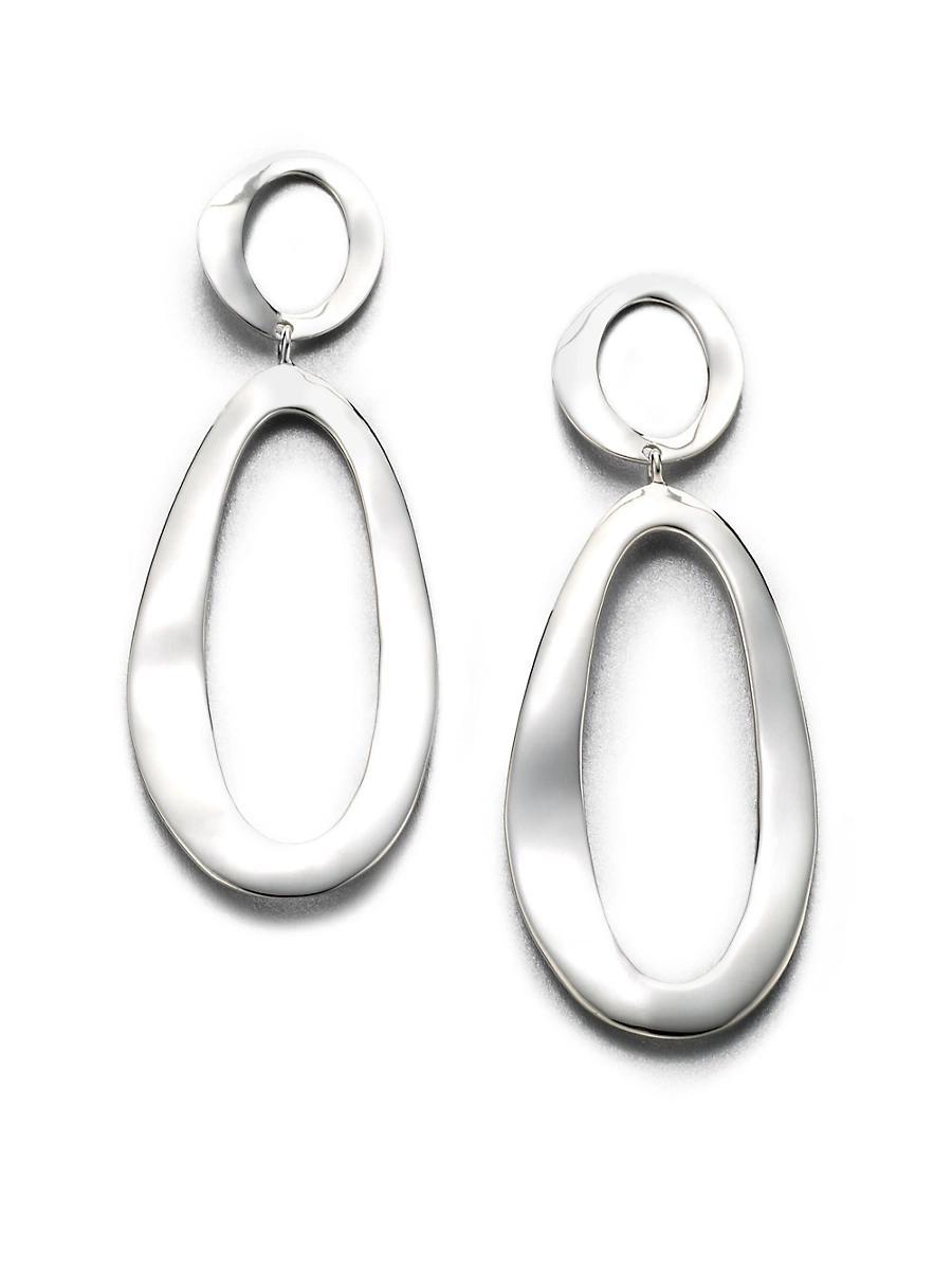 Womens Classico Large Sterling Silver Smooth Snowman Double-Drop Earrings Product Image