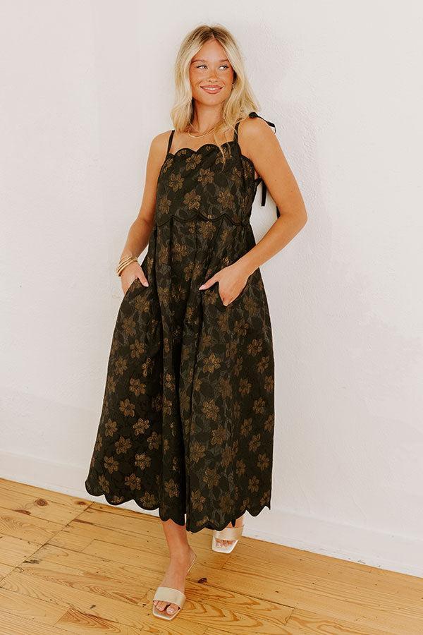 Moonlit Kiss Floral Jacquard Midi Dress Product Image