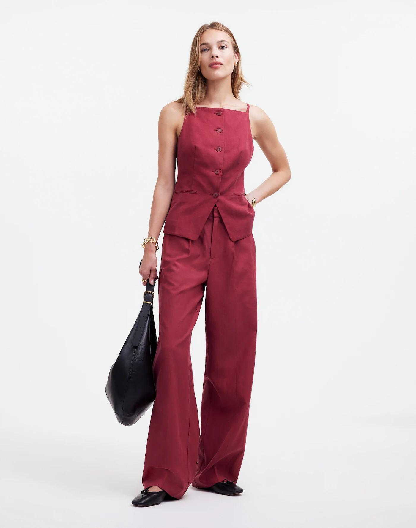 Tall Slouchy Straight Pants in Drapey Twill Product Image