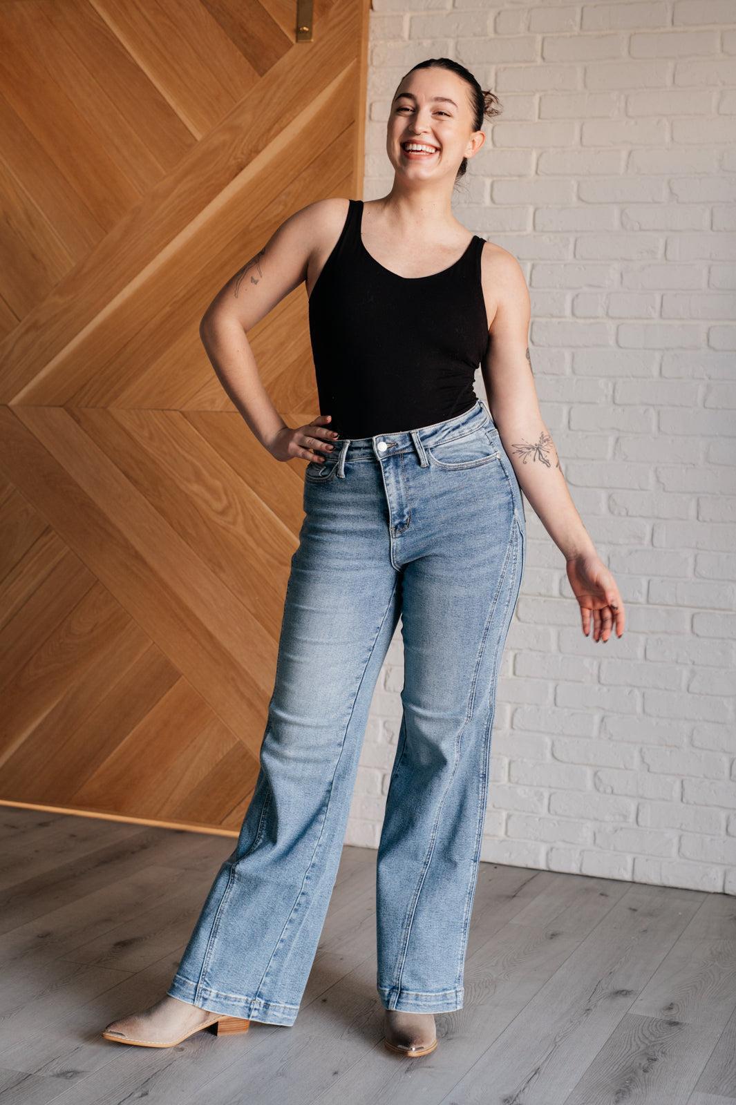 88766   Melia Hi-Rise Side Seam Detail Wide Leg Judy Blue Jeans - ONLINE EXCLUSIVE! Product Image