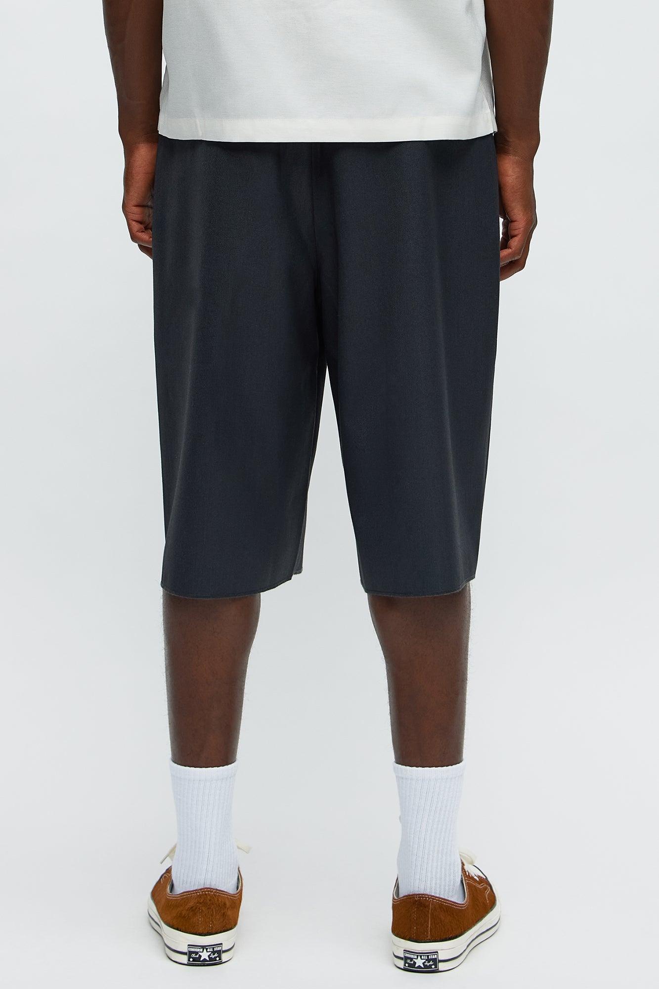 Baggy Pleated Trouser Shorts - Grey Product Image