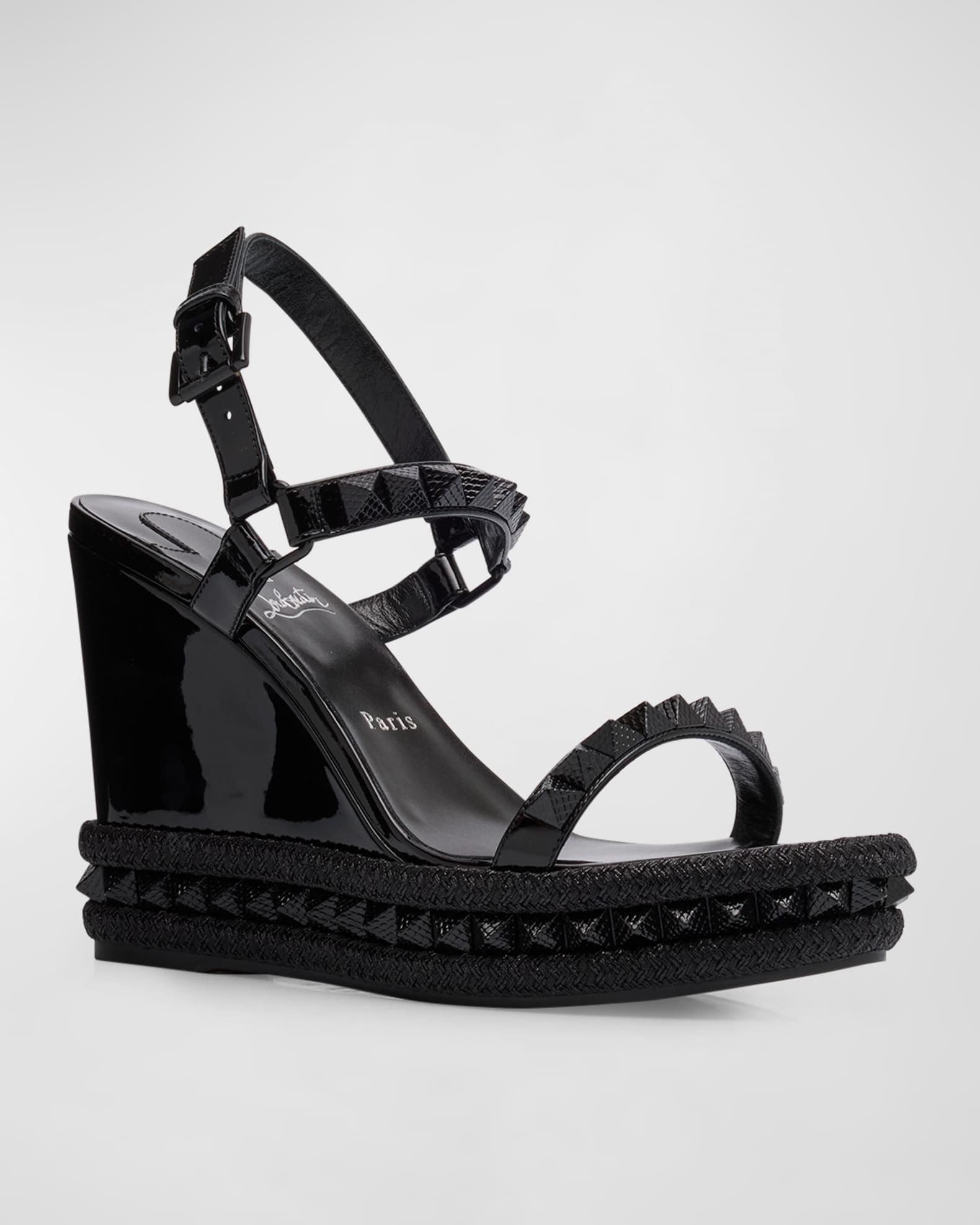 Pyraclou Metallic Spike Red Sole Wedge Sandals Product Image