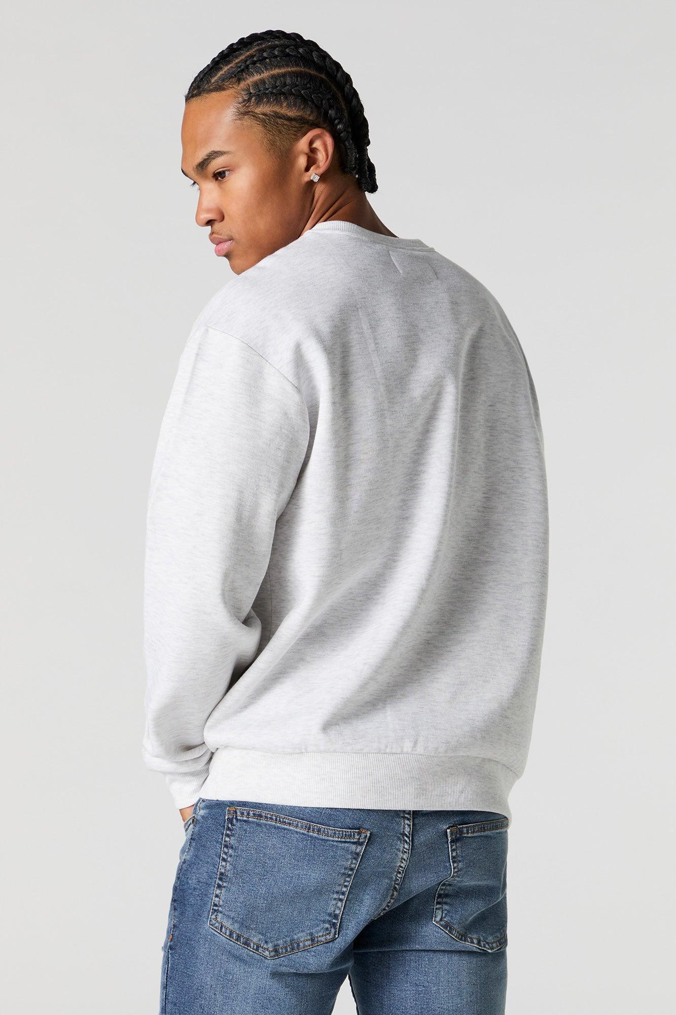 Solid Fleece Crewneck Sweatshirt Male Product Image