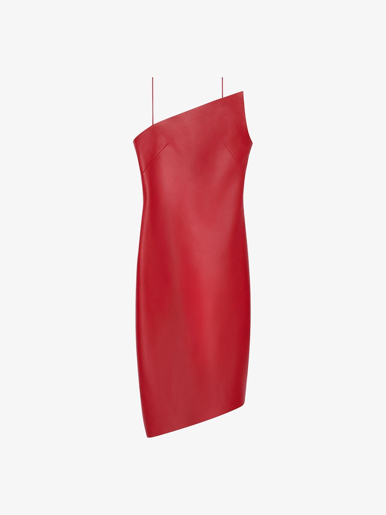 Asymmetric dress in leather Product Image