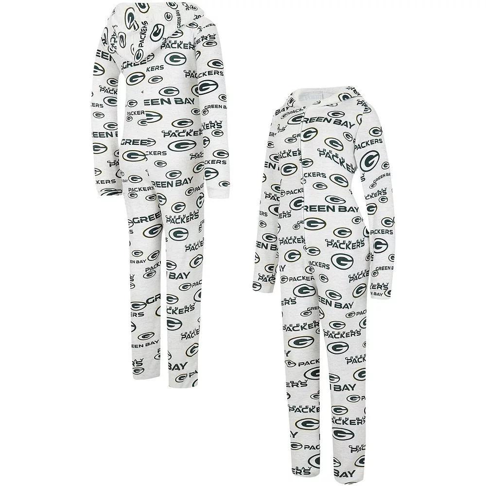 Women's Concepts Sport  Cream Green Bay Packers Docket Hoodie Full-Zip Union Suit, Size: Large, Beige Product Image