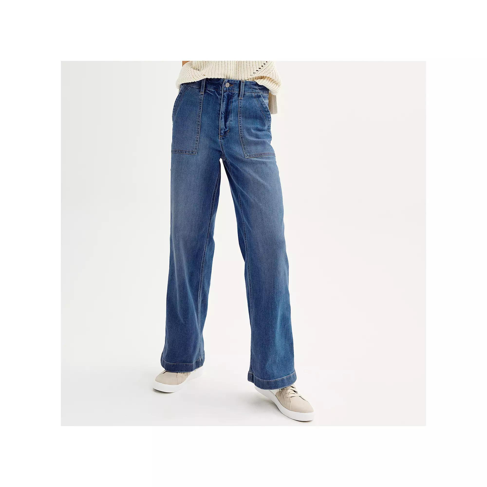 Women's Sonoma Goods For Life Utility Wide-Leg Jeans, Size: 14, Light Blue Product Image