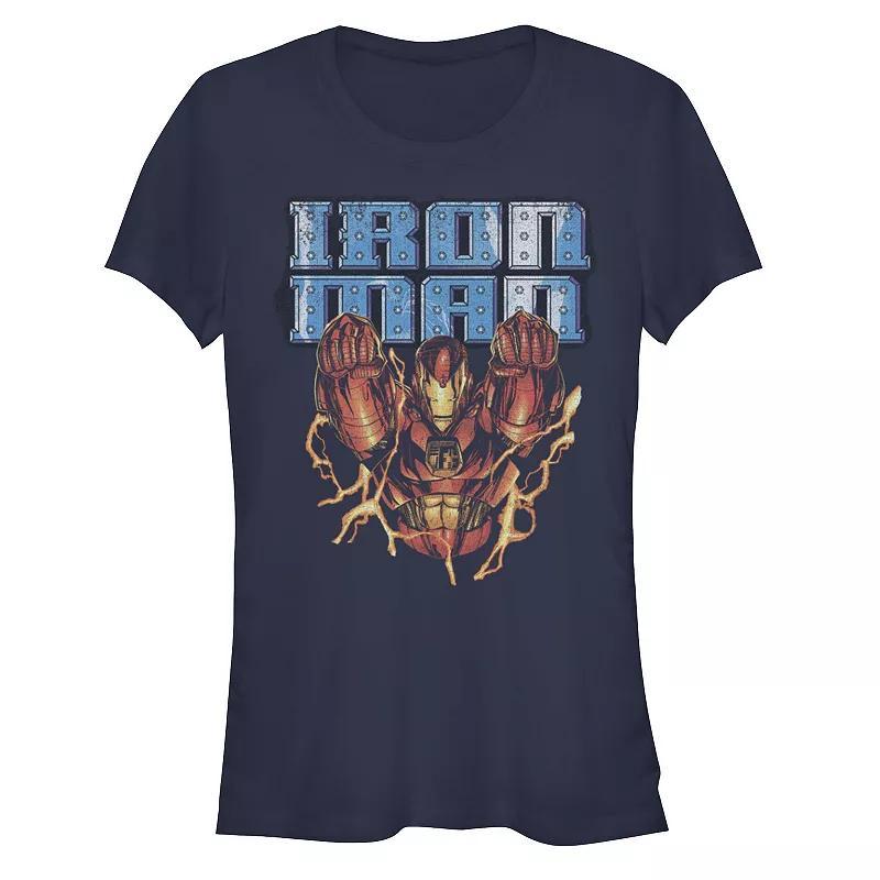 Juniors Iron Man Riveted Logo Graphic Tee, Girls Blue Product Image