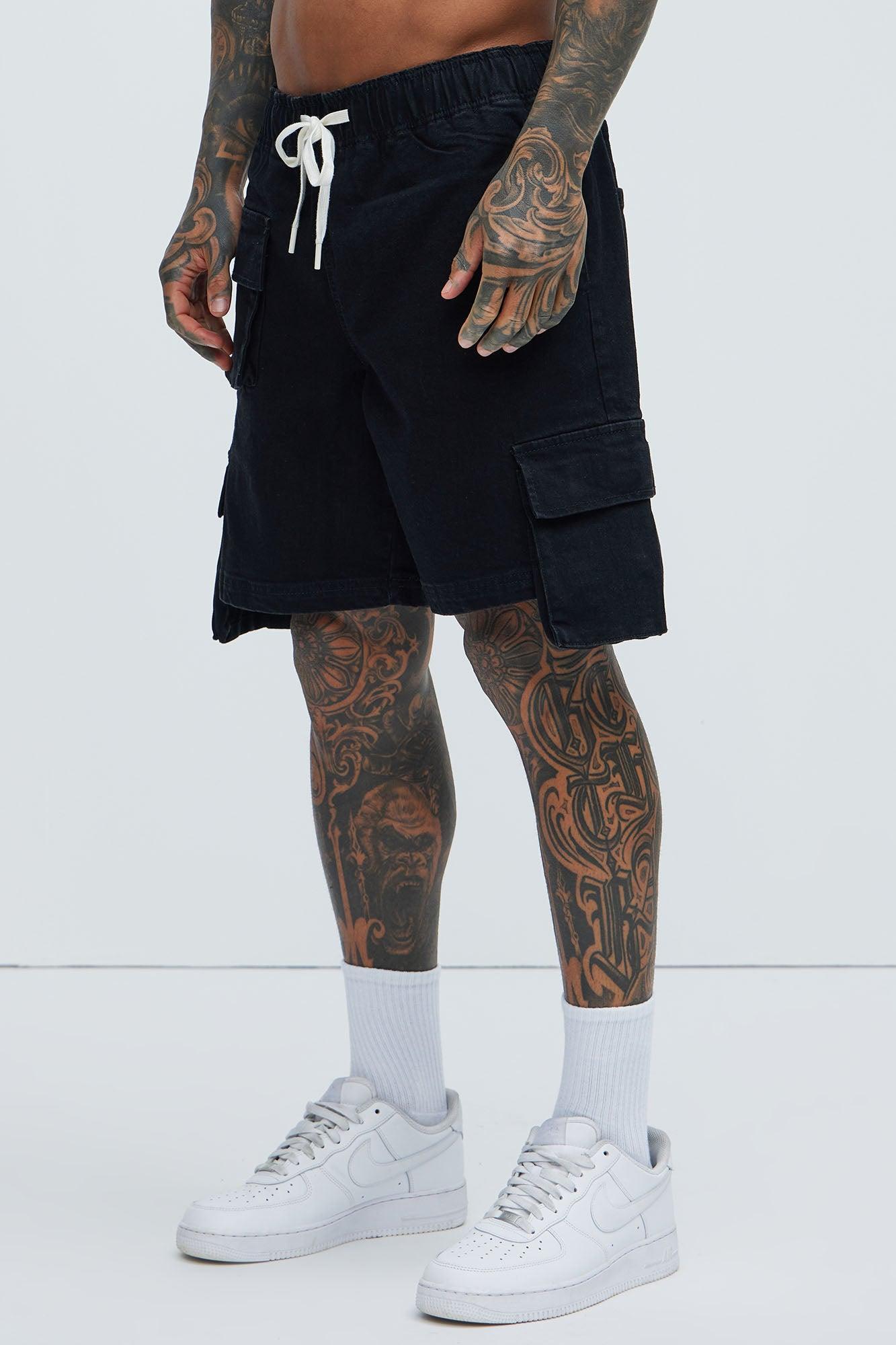 Kickin' It Cargo Denim Shorts - Black Product Image