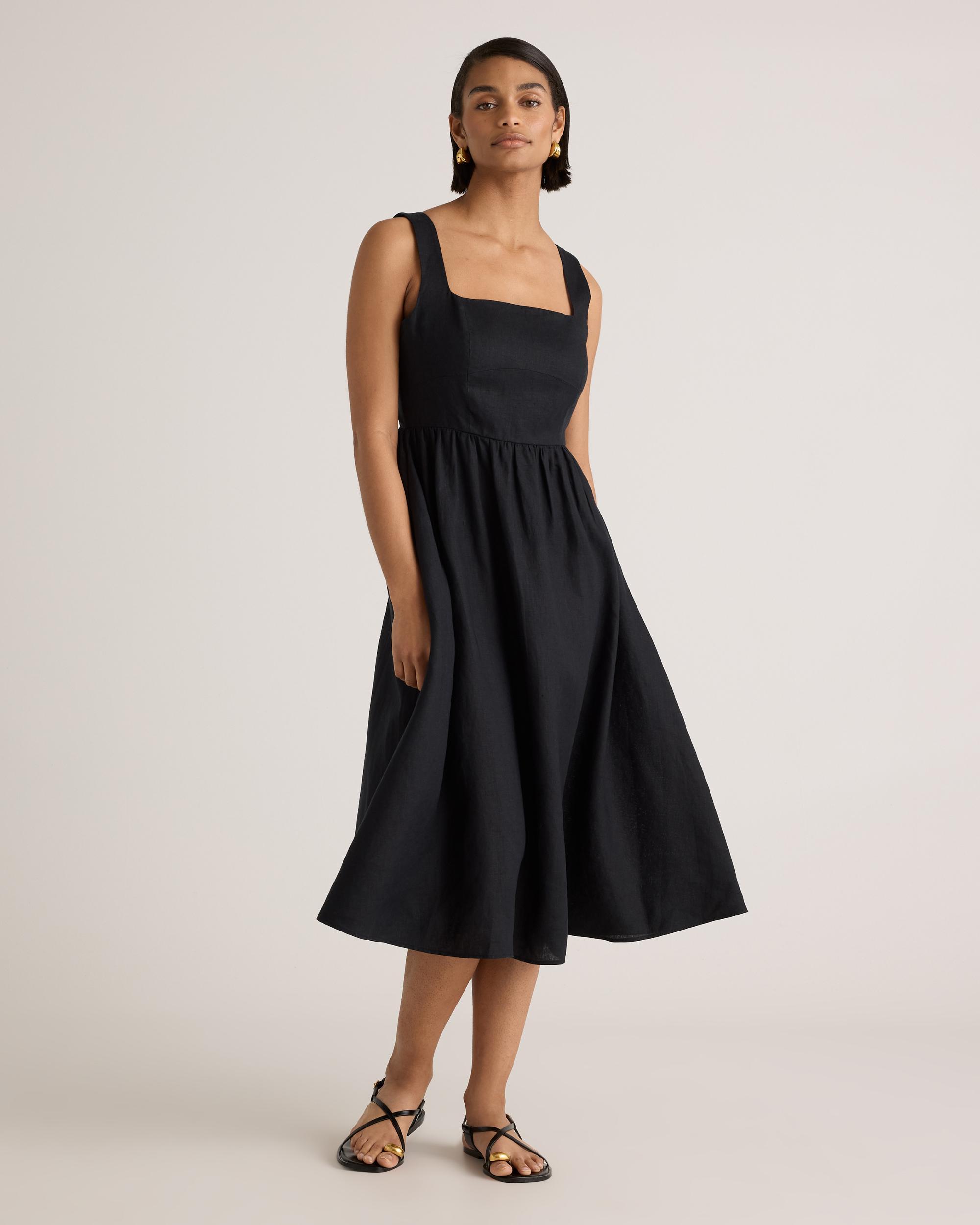 Quince | Women's 100% European Linen Fit & Flare Midi Dress Product Image