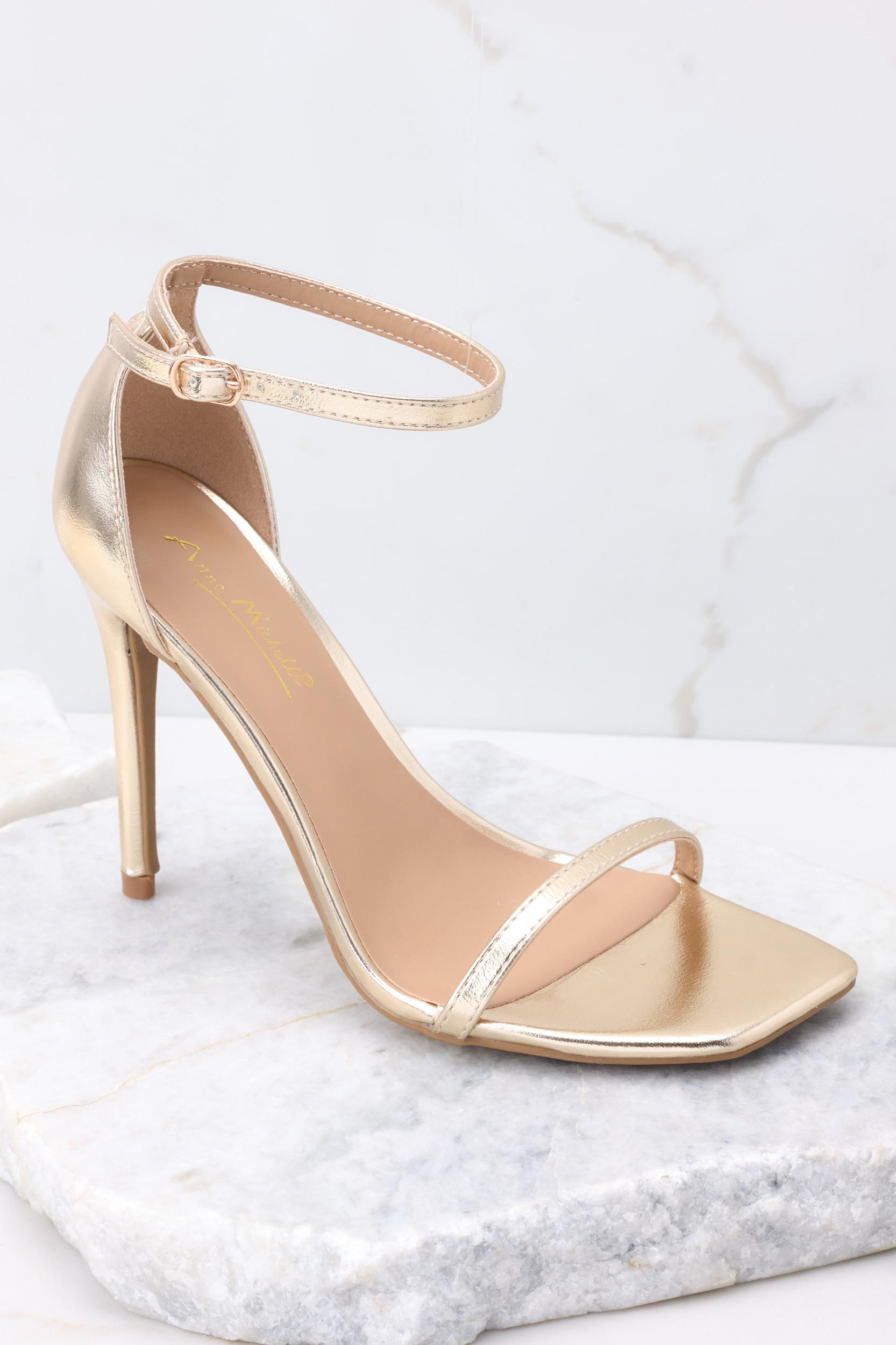 Walking Away Gold Ankle Strap Heels Product Image