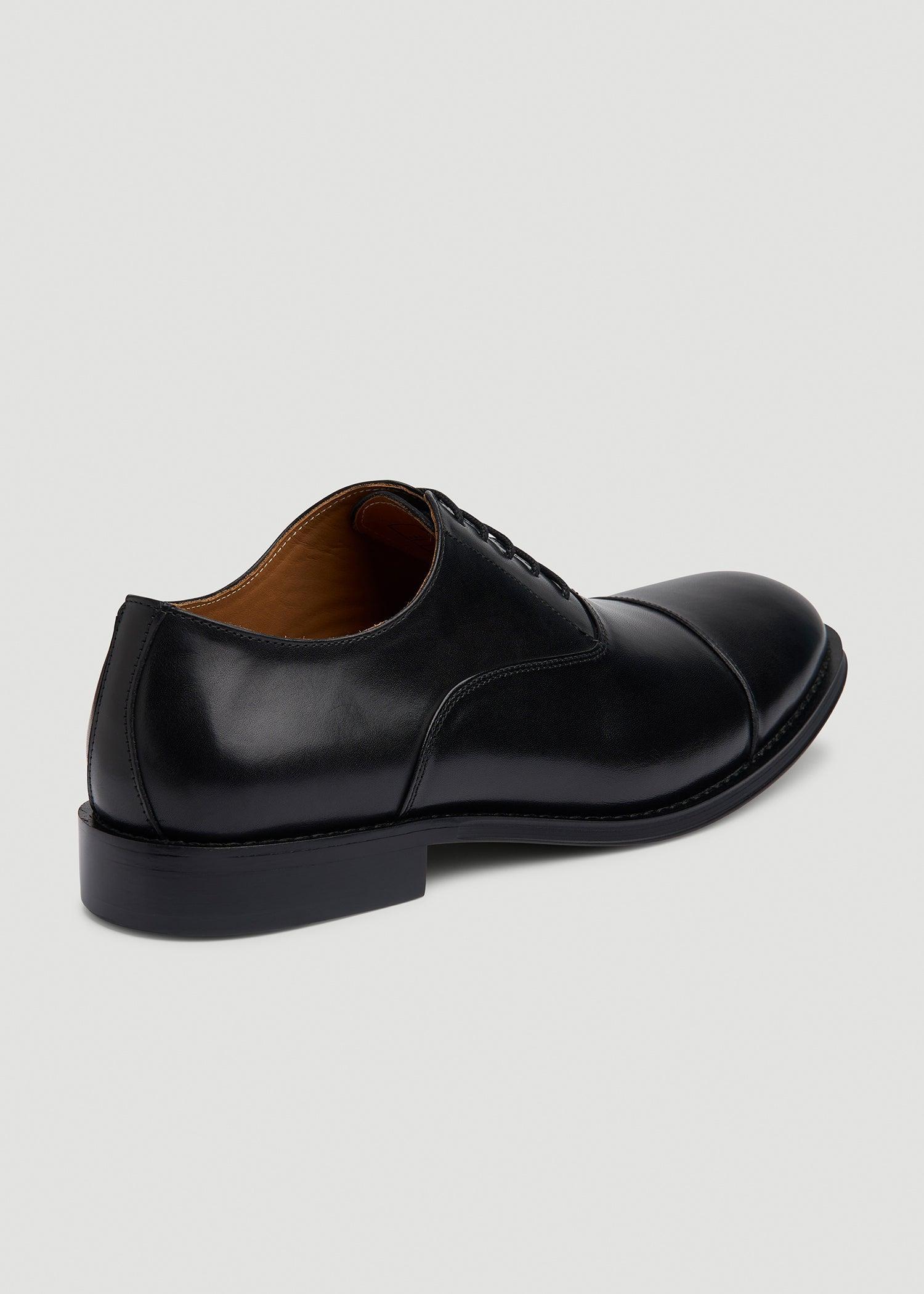 Leather Cap Toe Oxford for Tall Men in Black Product Image