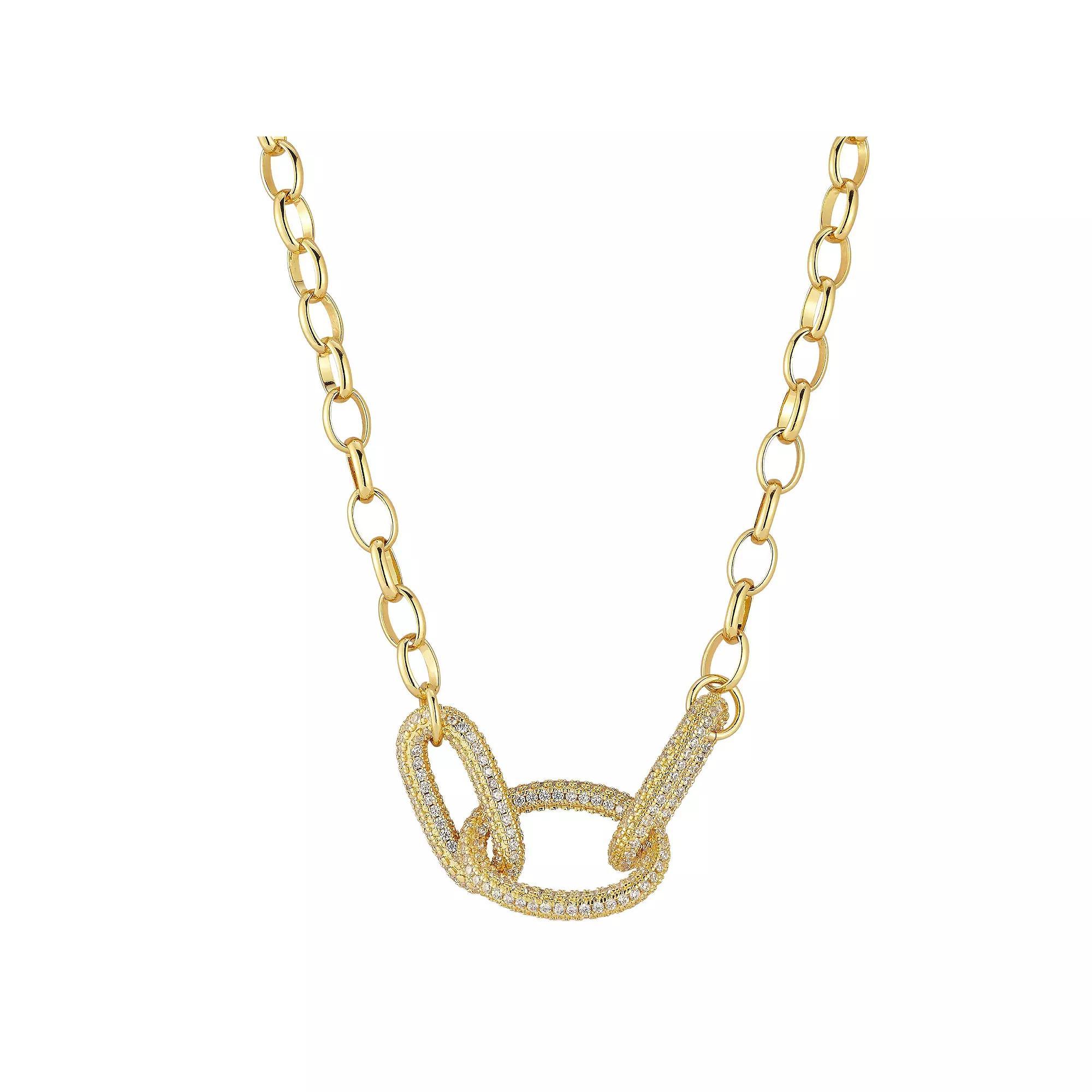 Cubic Zirconia Bold Link Chain Necklace, Women's, Size: 20", Gold Tone Product Image
