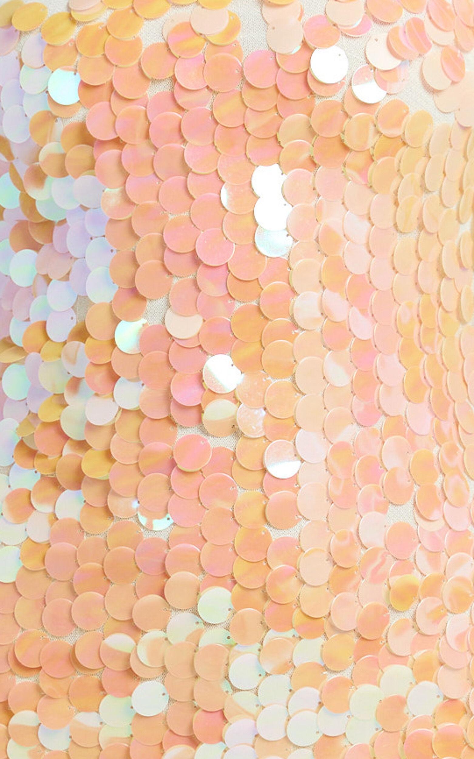 Wilfreda Mini Dress - Sequin Square Neck Bodycon Dress in Peach Product Image