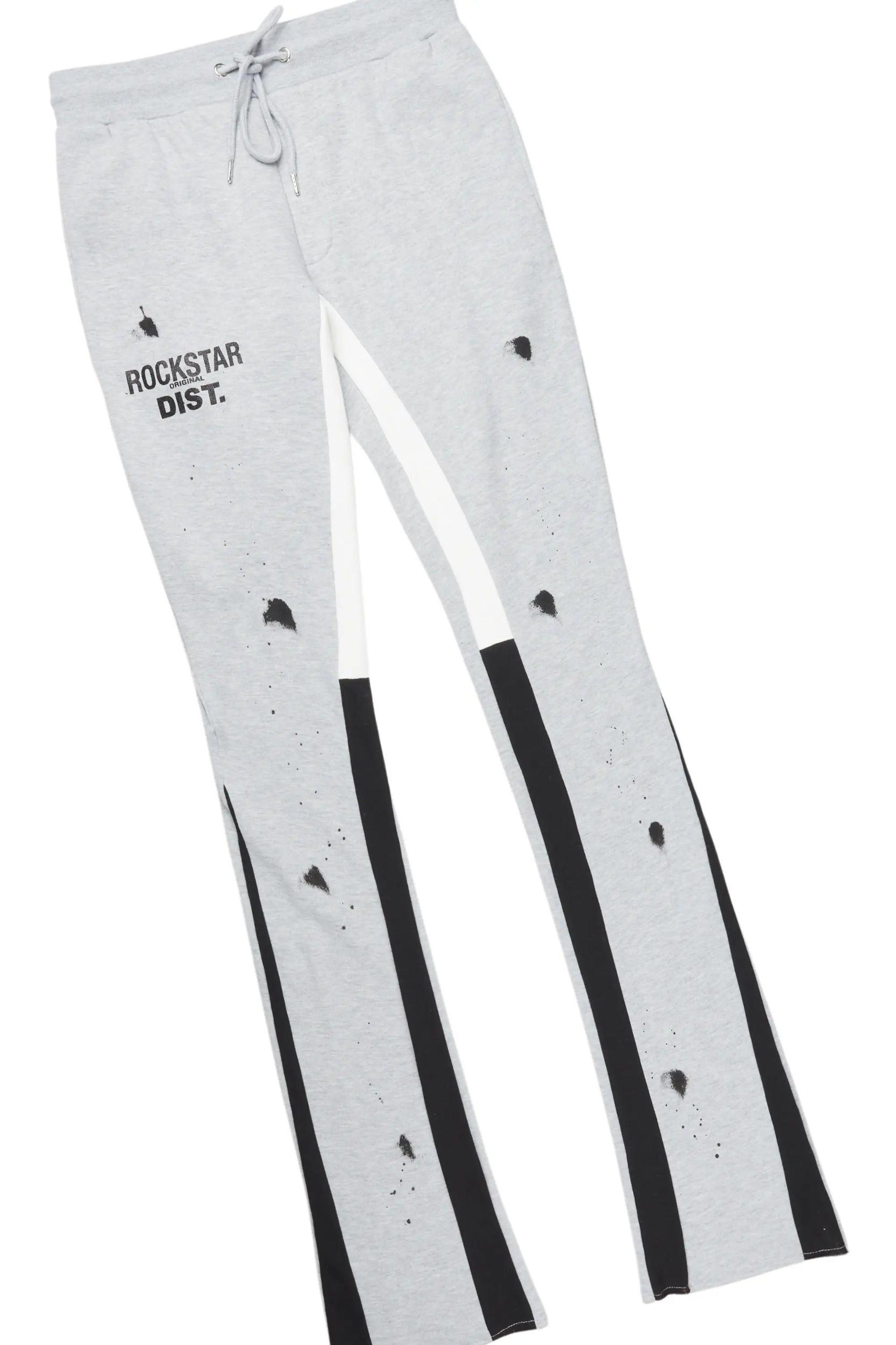 Raffer Grey/White Hoodie/Super Stacked Flare Pant Set Male Product Image