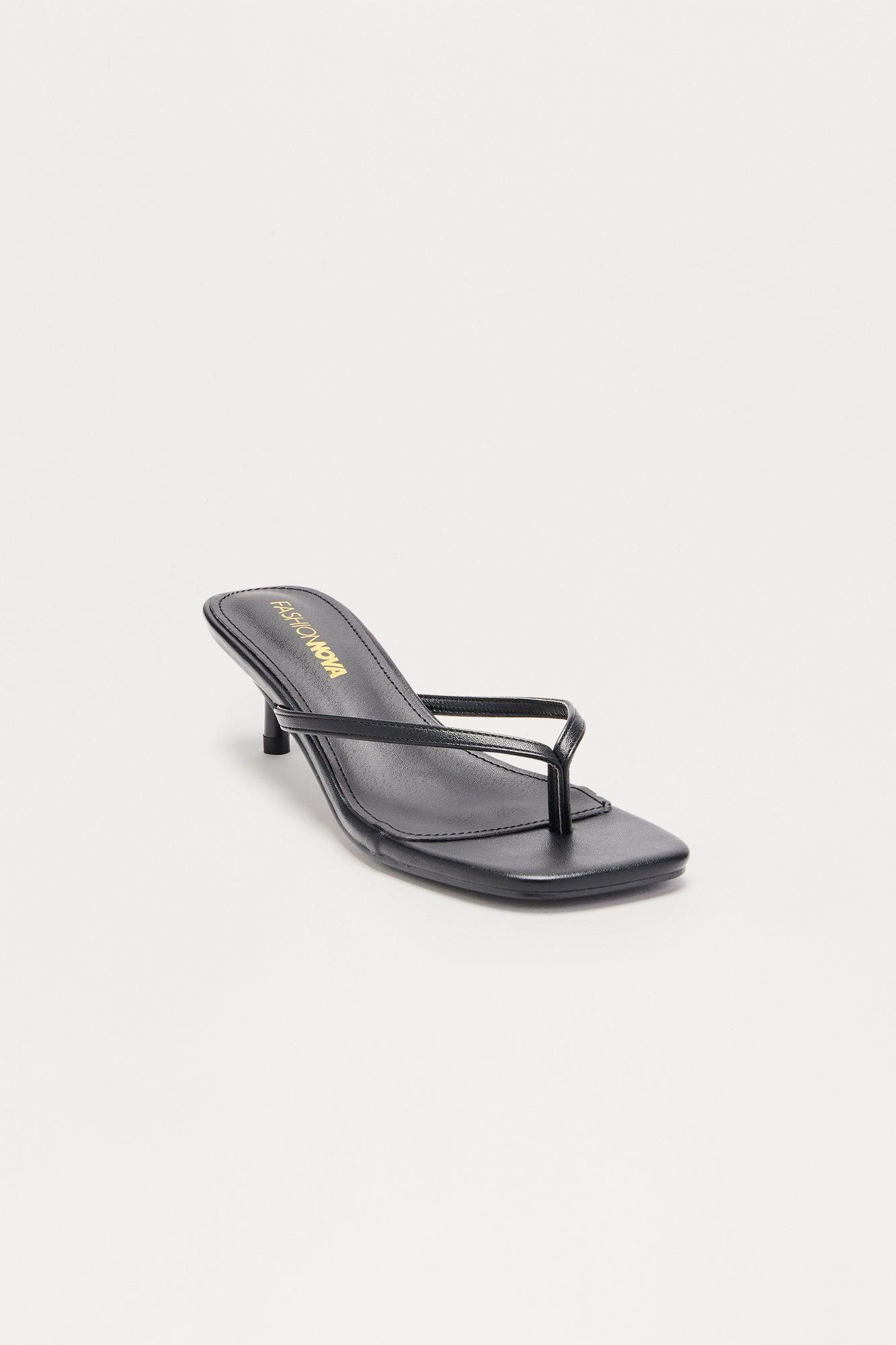 Truce Faux Leather Thong Mules - Black Product Image