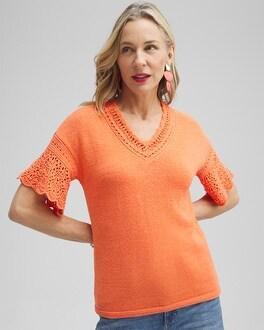 Pointelle Knit Pullover Sweater Product Image