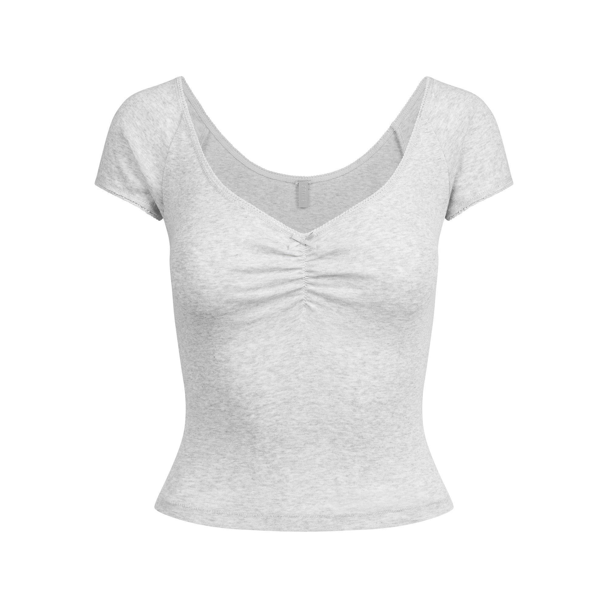 ULTRA LIGHT JERSEY SCOOP NECK T-SHIRT | LIGHT HEATHER GREY Product Image