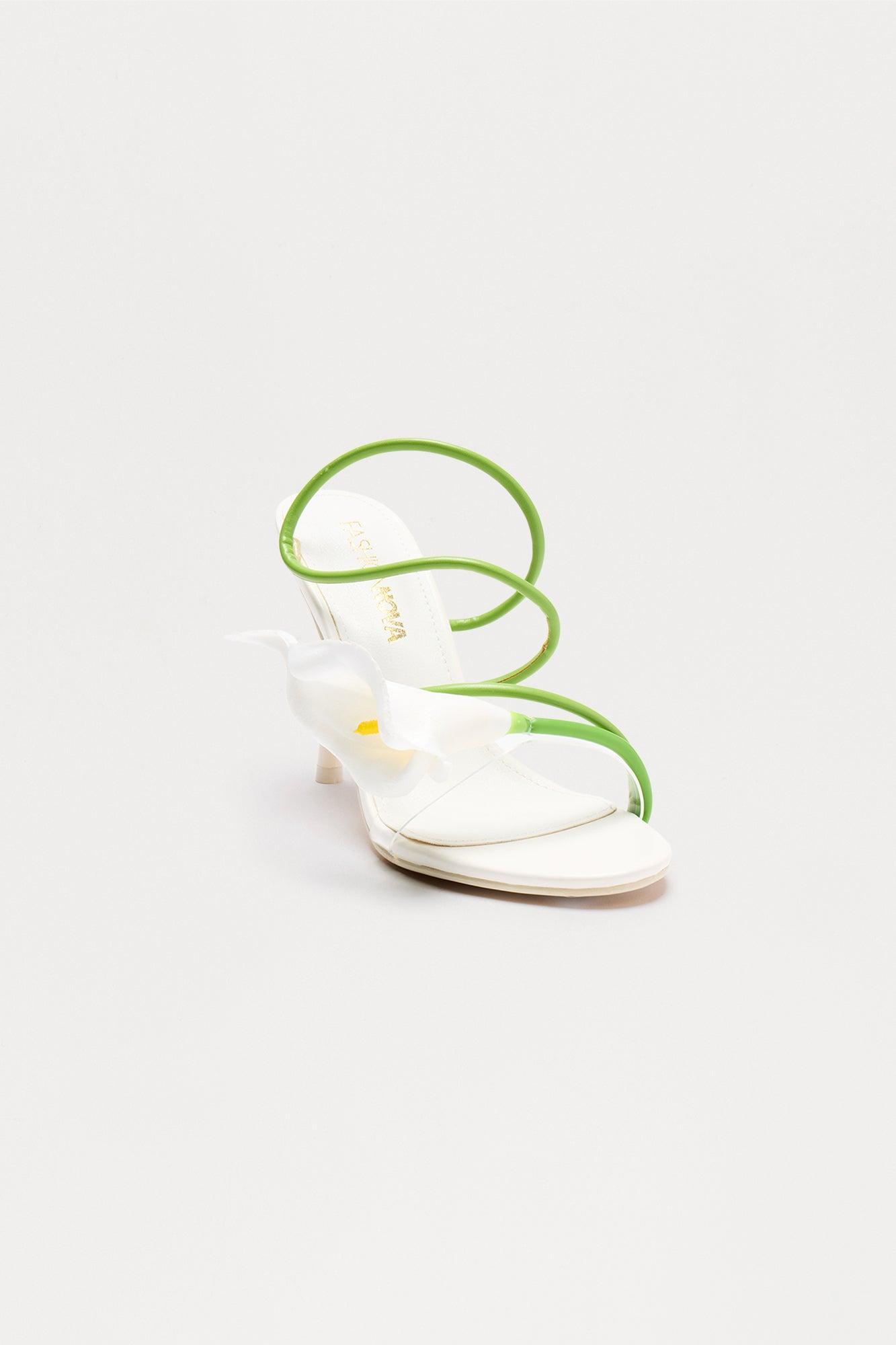Resort Flower Slingback Heels - Cream Product Image