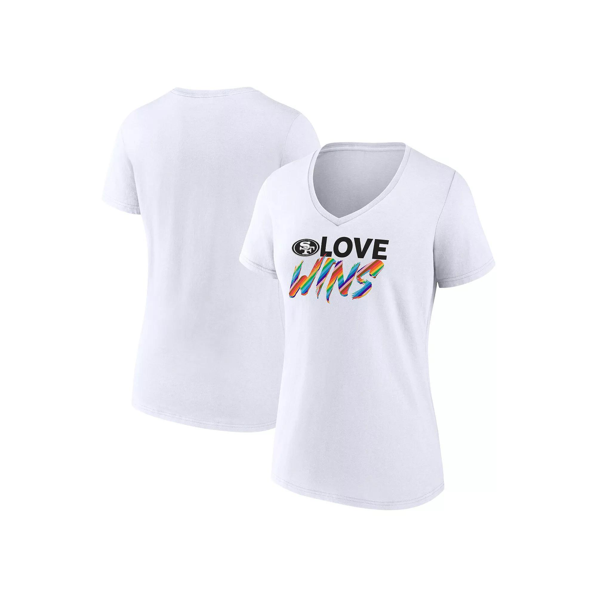 Women's Fanatics Branded White San Francisco 49ers Love Wins V-Neck T-Shirt, Size: Large Product Image