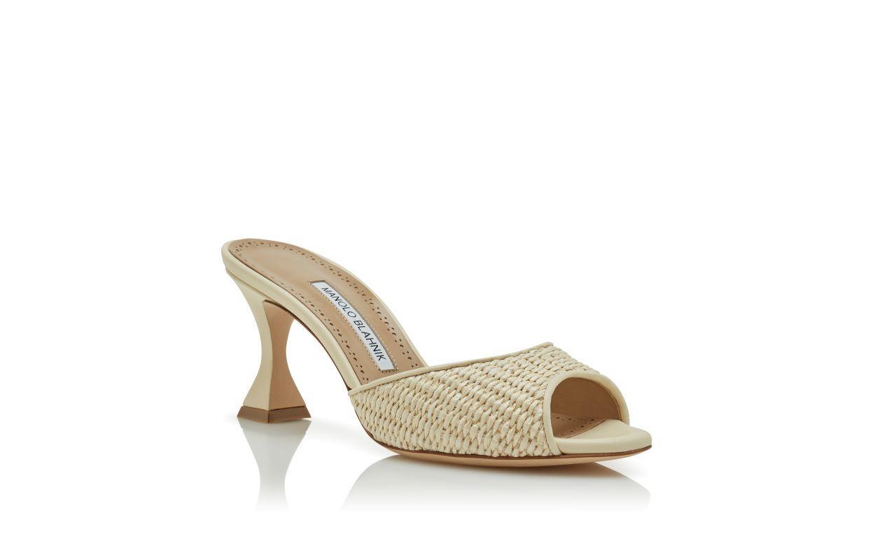 JADARA Light Beige Raffia Open Toe Mules Product Image