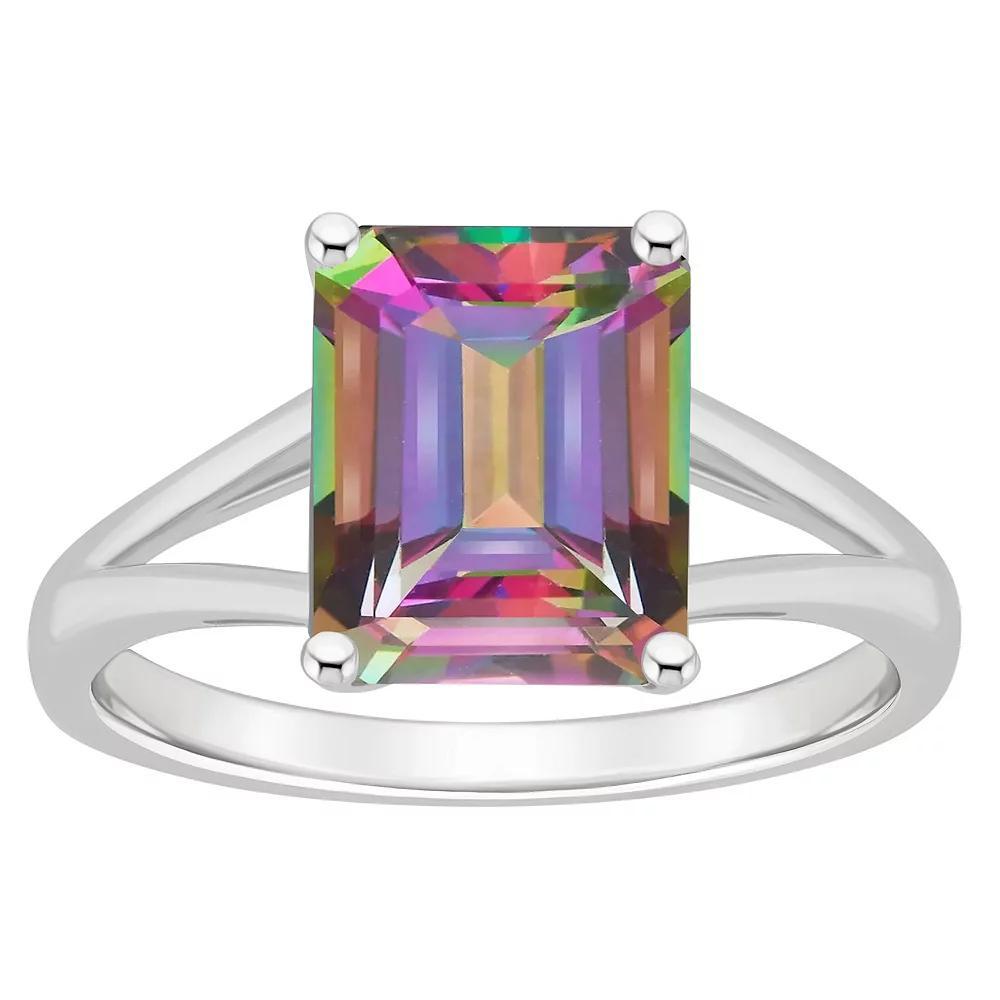 Alyson Layne Sterling Silver Emerald Cut Mystic Topaz Ring, Women's, Size: 10 Product Image