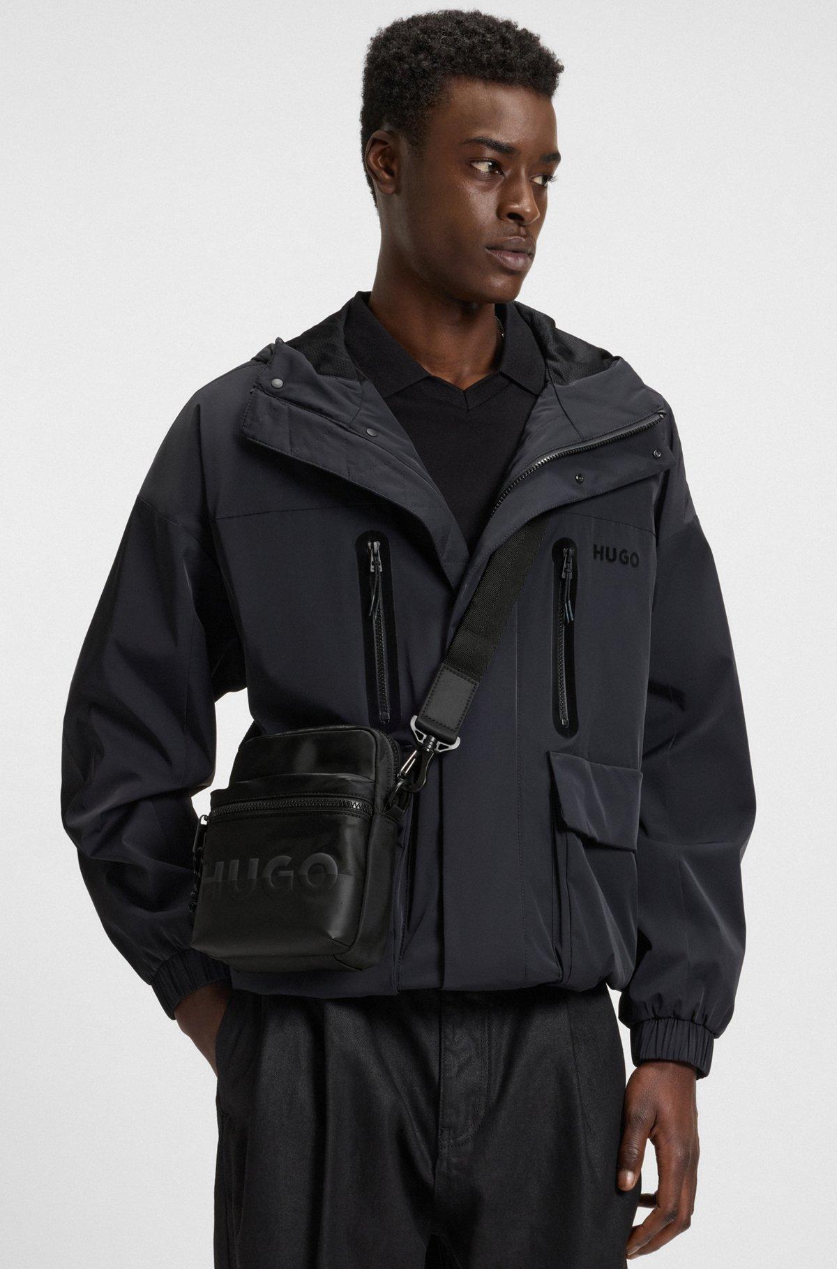 HUGO - Twill reporter bag with split logo - Black Product Image