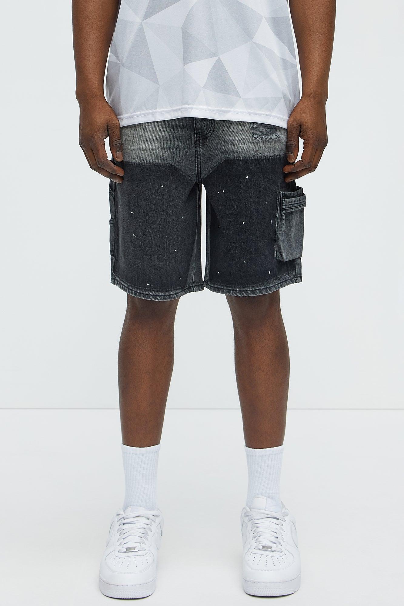 Two Ways Relaxed Denim Shorts - Black Wash Product Image