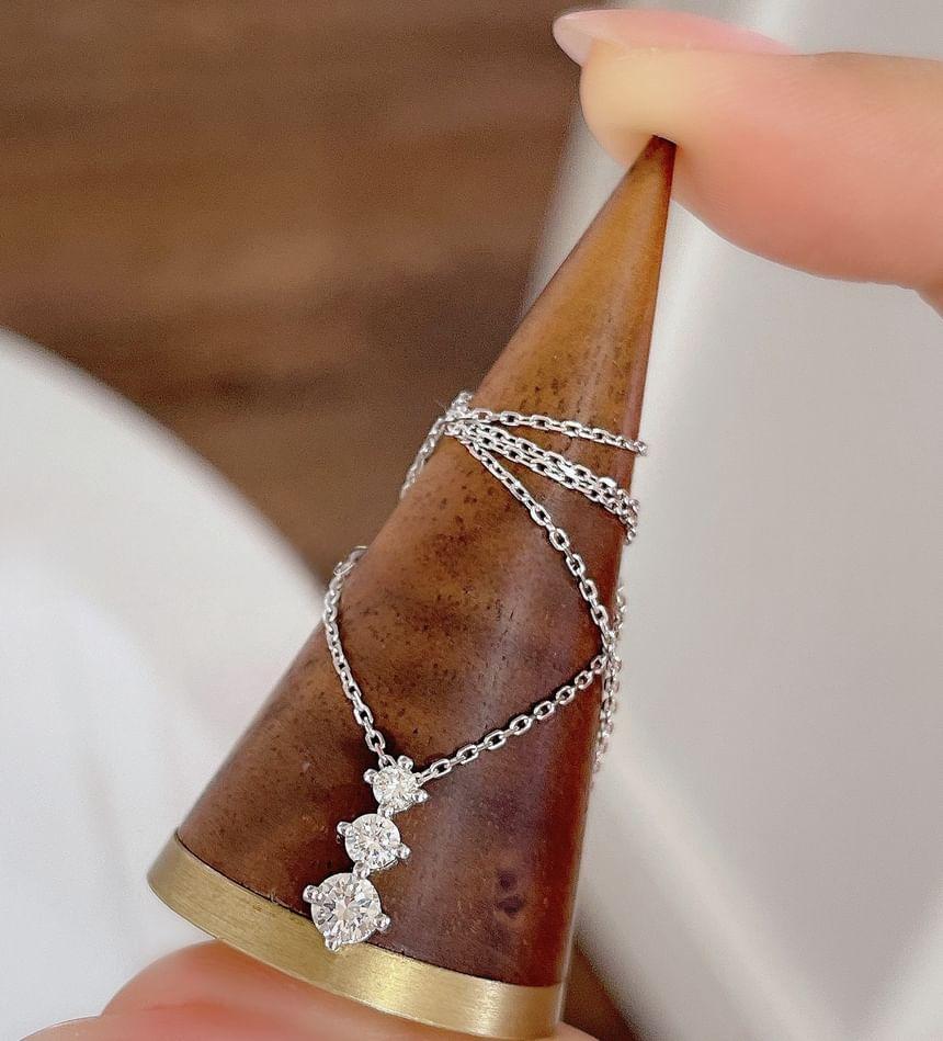 Rhinestone Pendant Sterling Silver Necklace Product Image