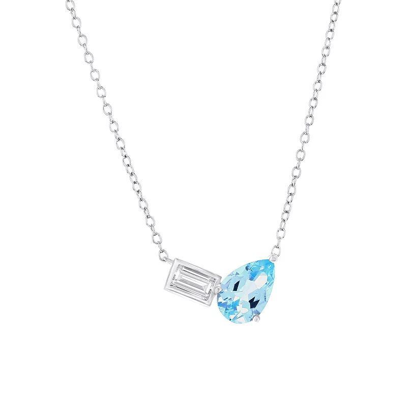 Argento Bella Sterling Silver Pear Shaped Gemstone & Emerald-Cut White Topaz Necklace, Women's, Size: 16-18" ADJ, Red Product Image