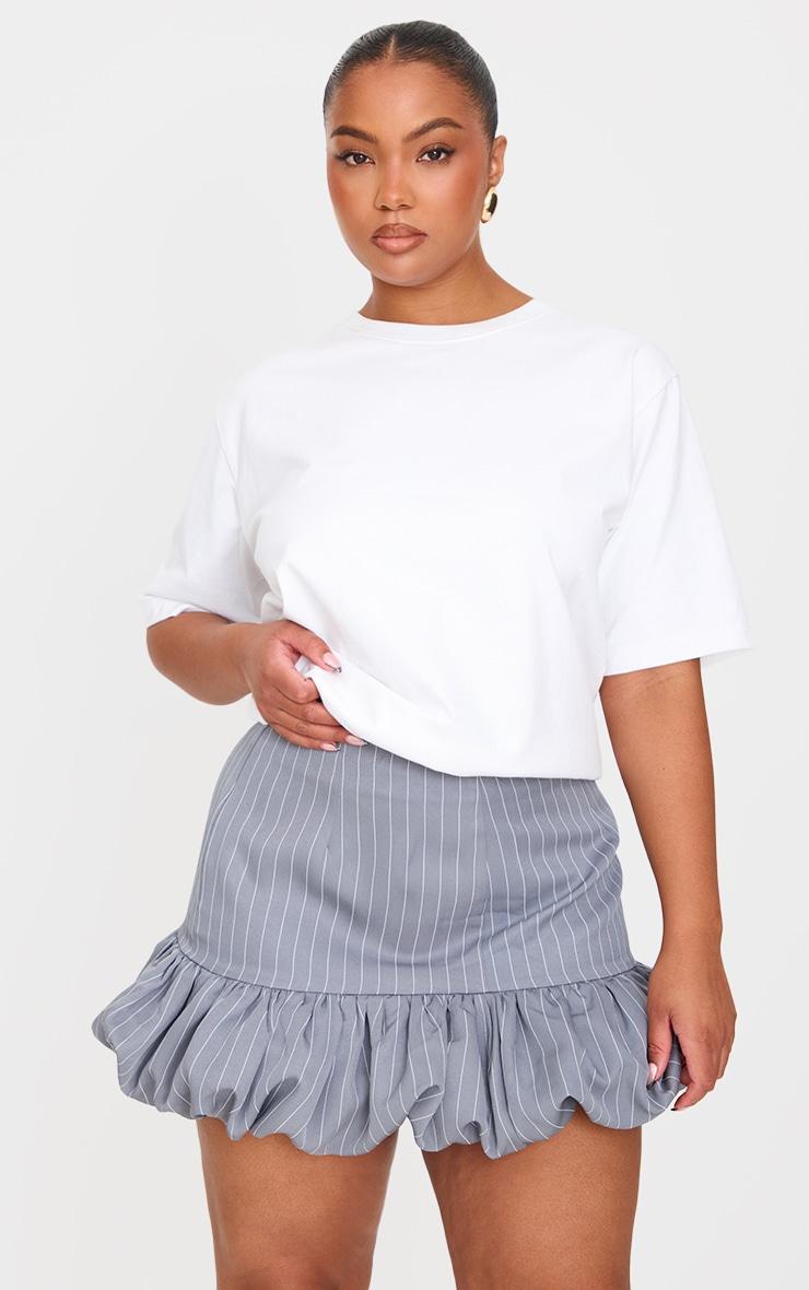 Plus Grey High Waisted Puffball Skirt Product Image