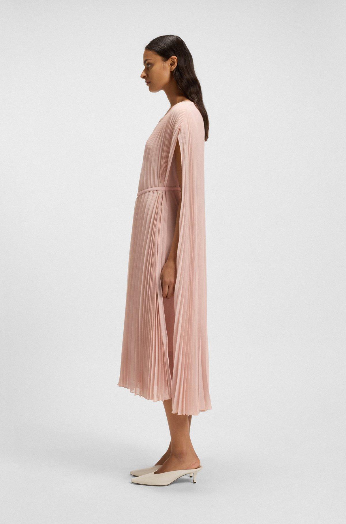 BOSS - Belted dress in crinkle chiffon with overlay - Light Purple Product Image