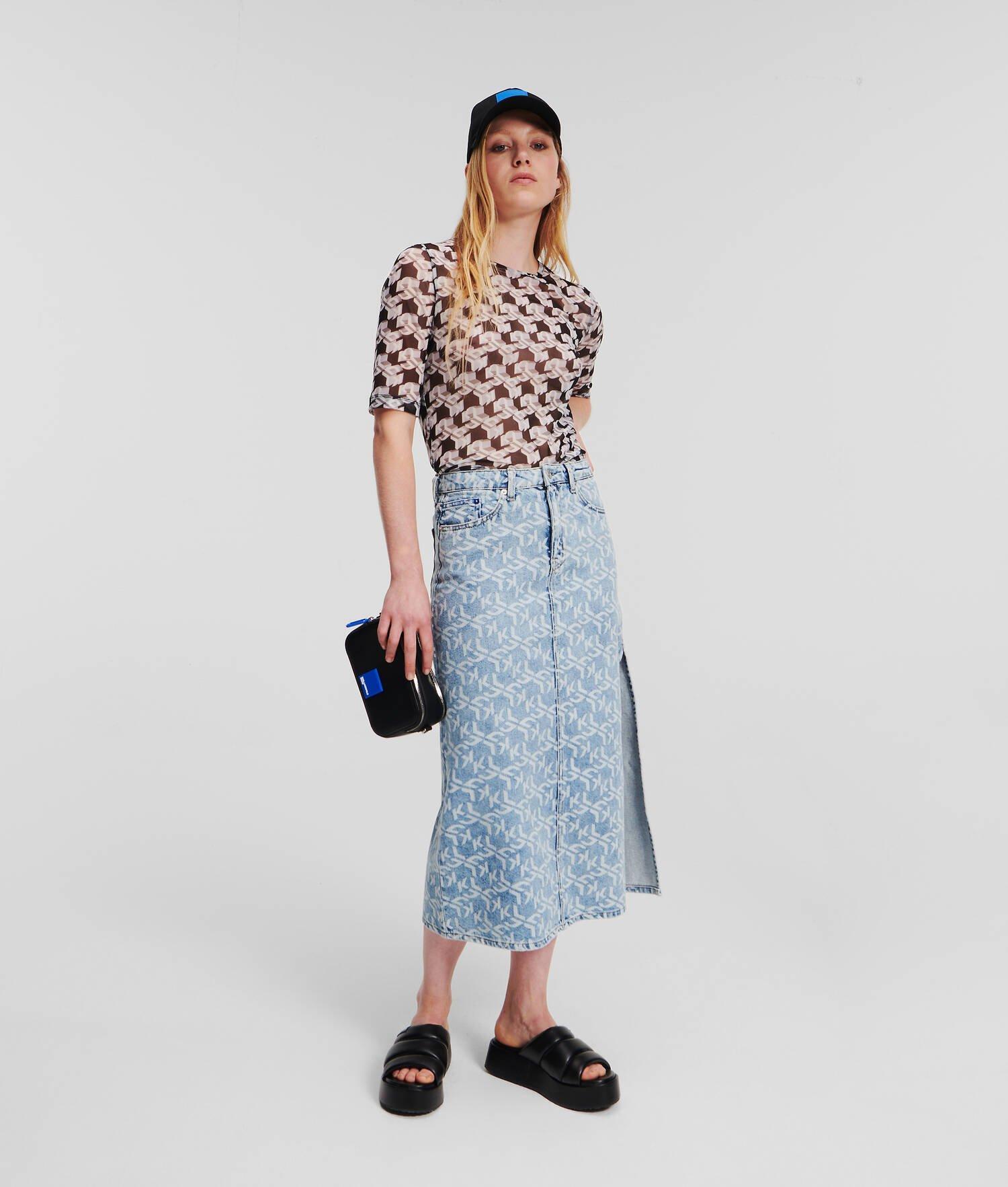 KLJ MONOGRAM DENIM MAXI SKIRT Product Image
