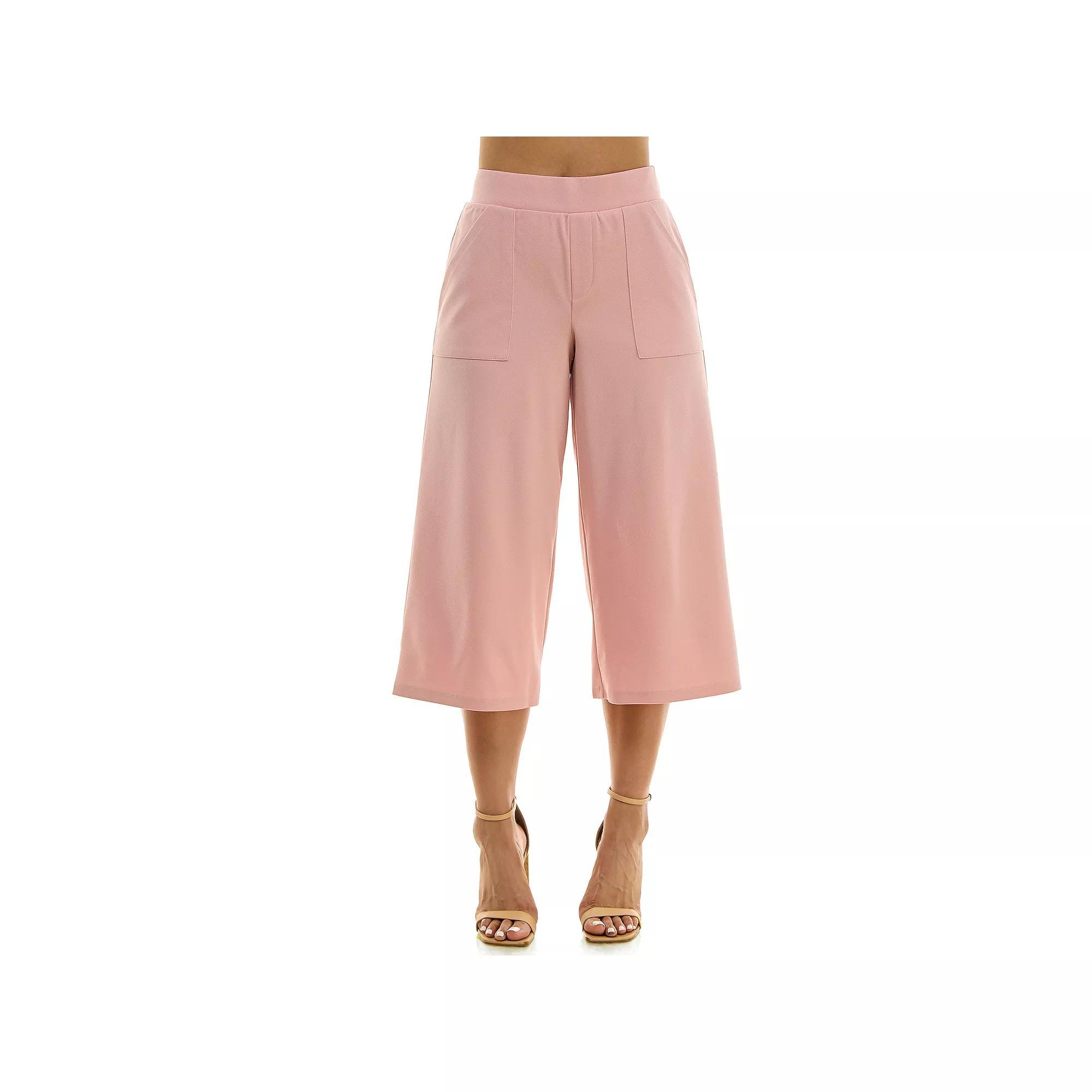 Women's Nina Leonard Elastic Waist Culotte Pants, Size: Medium, Blue Product Image