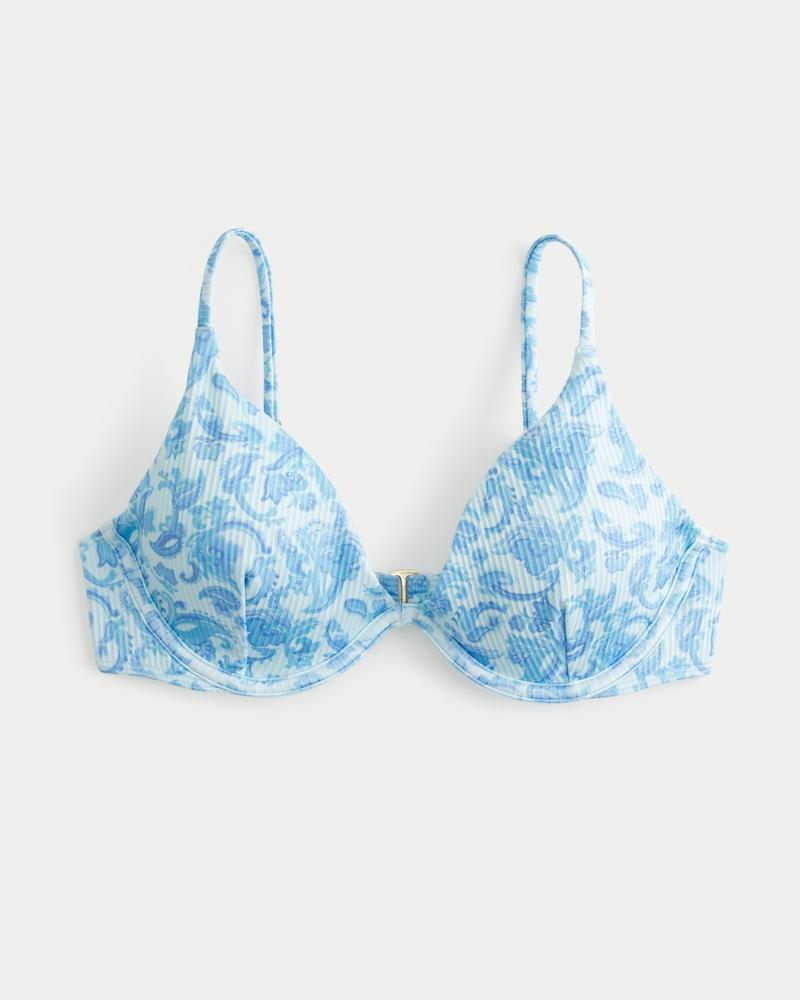 Ribbed Plunge Underwire Bikini Top Product Image
