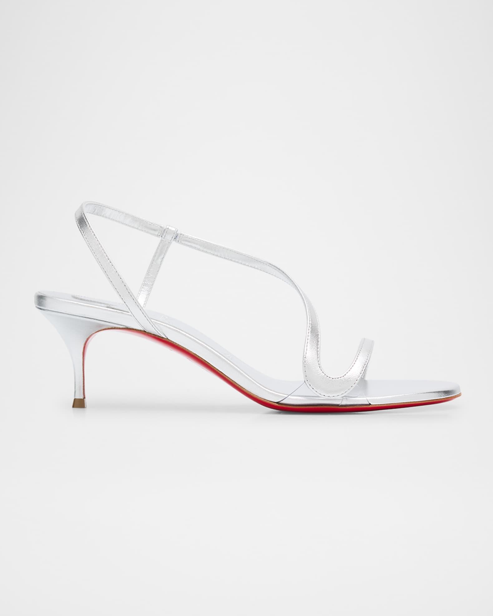 Rosalie Metallic Leather Red Sole Kitten-Heel Sandals Product Image