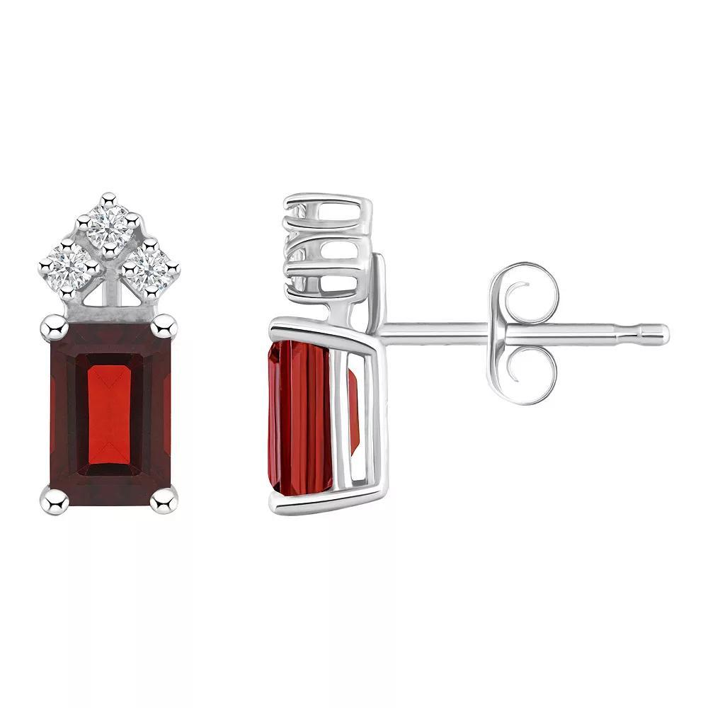 Celebration Gems 14k Gold Emerald Cut White Opal & 1/8 Carat T.W. Diamond Stud Earrings, Womens Product Image