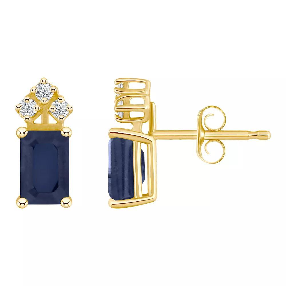 Celebration Gems 14k Gold Emerald Cut White Opal & 1/8 Carat T.W. Diamond Stud Earrings, Womens Product Image