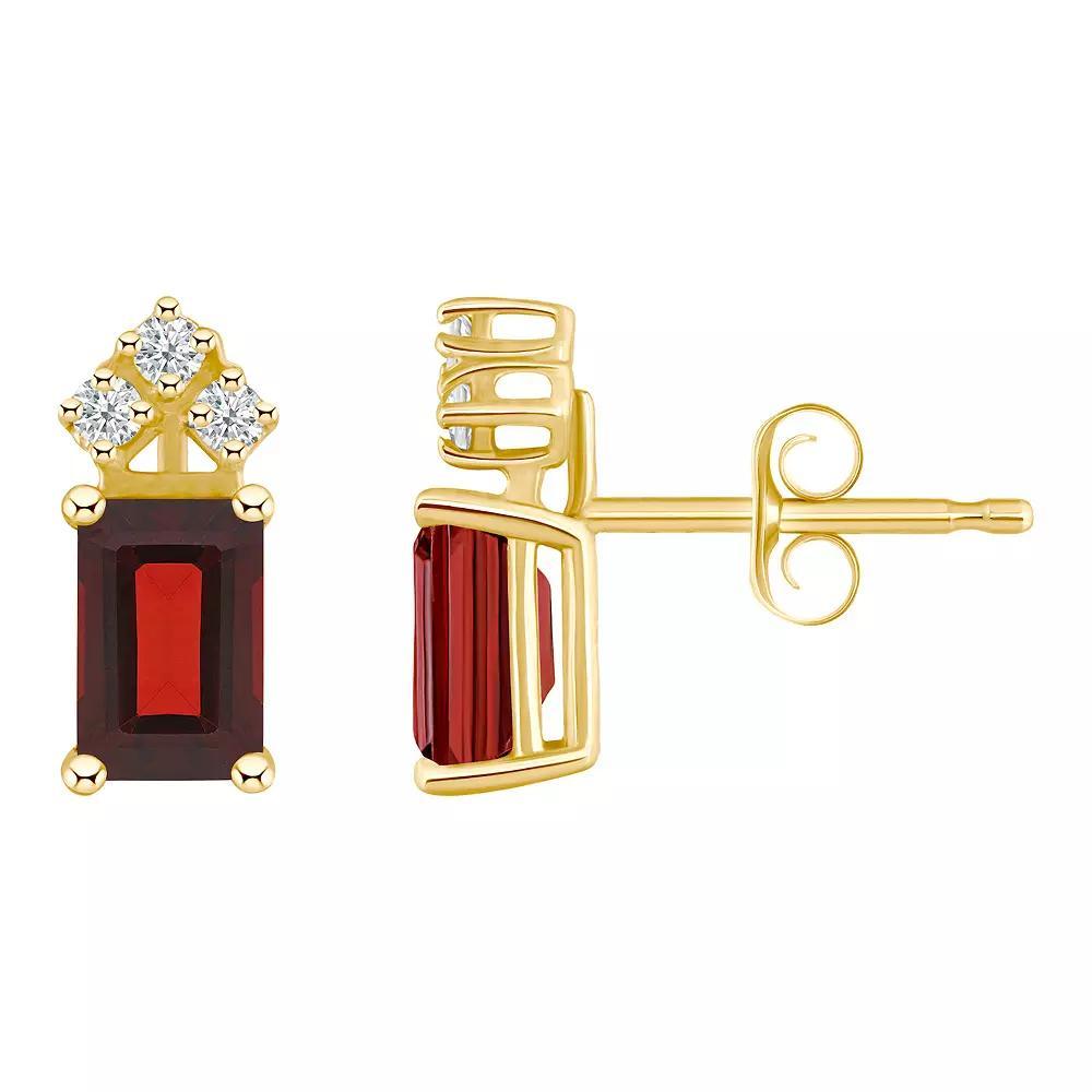 Celebration Gems 14k Gold Emerald Cut White Opal & 1/8 Carat T.W. Diamond Stud Earrings, Womens Product Image