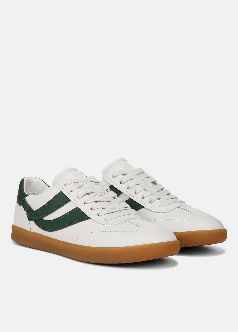 Mens Oasis Leather Sneaker, Chalk White/pine Green, Size 10 Vince Product Image