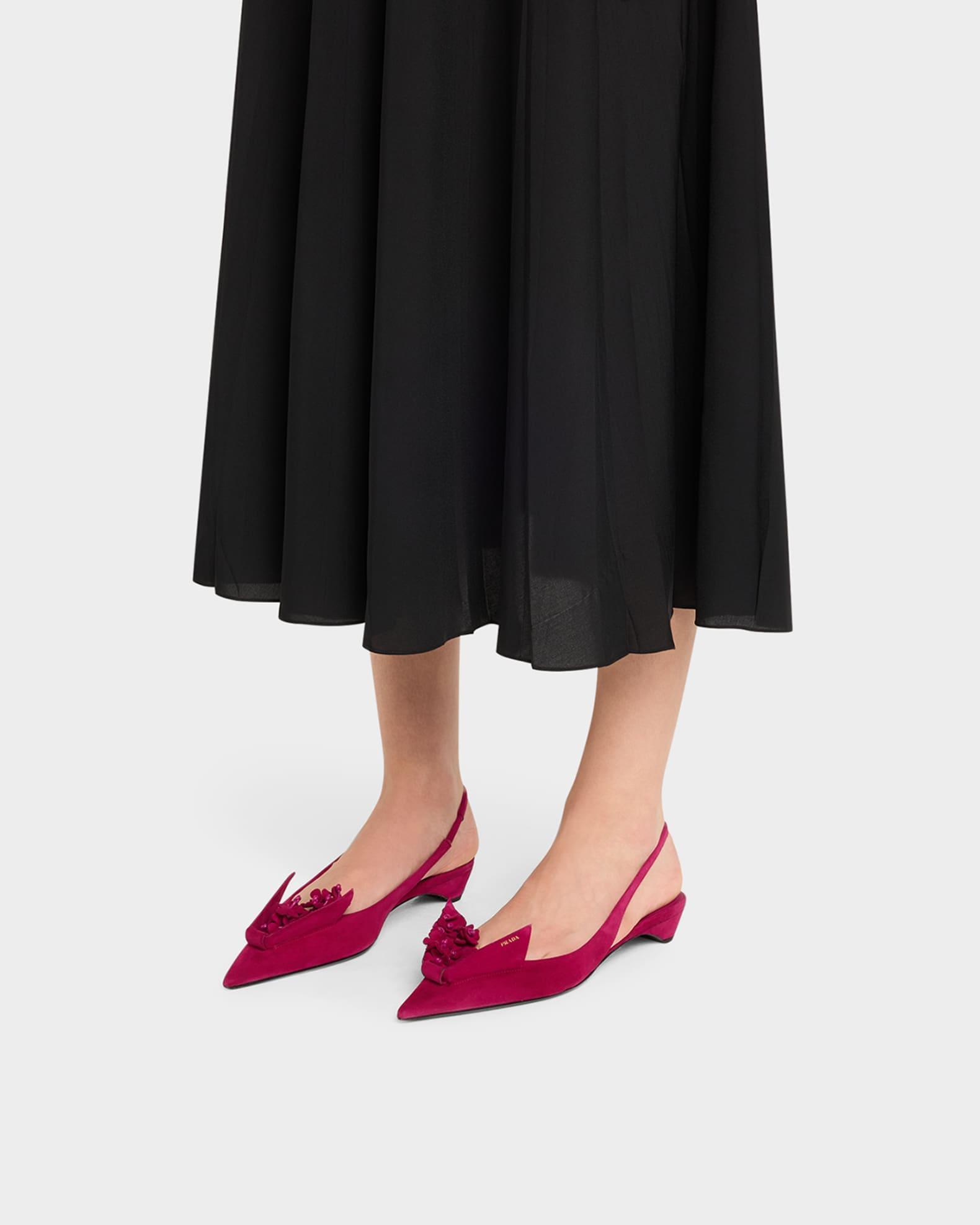 Suede Flower Slingback Pumps Product Image