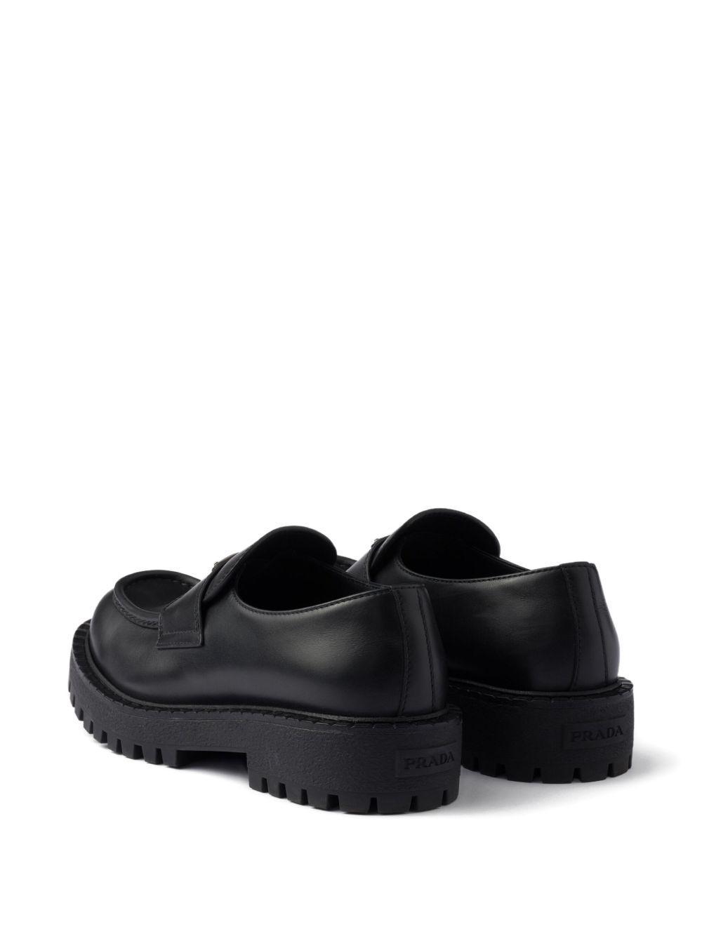 enamelled-triangle logo leather loafers Product Image